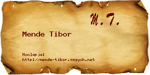 Mende Tibor névjegykártya